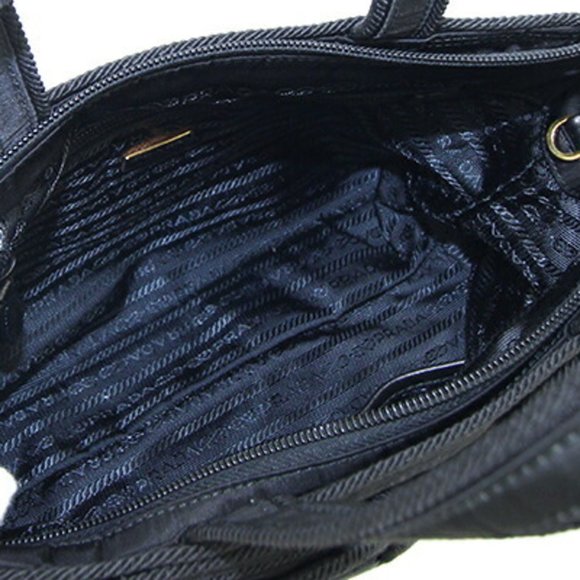 Prada Handbag 1BA084 Black Nylon Leather Ribbon Women's PRADA - Picture 3 of 8